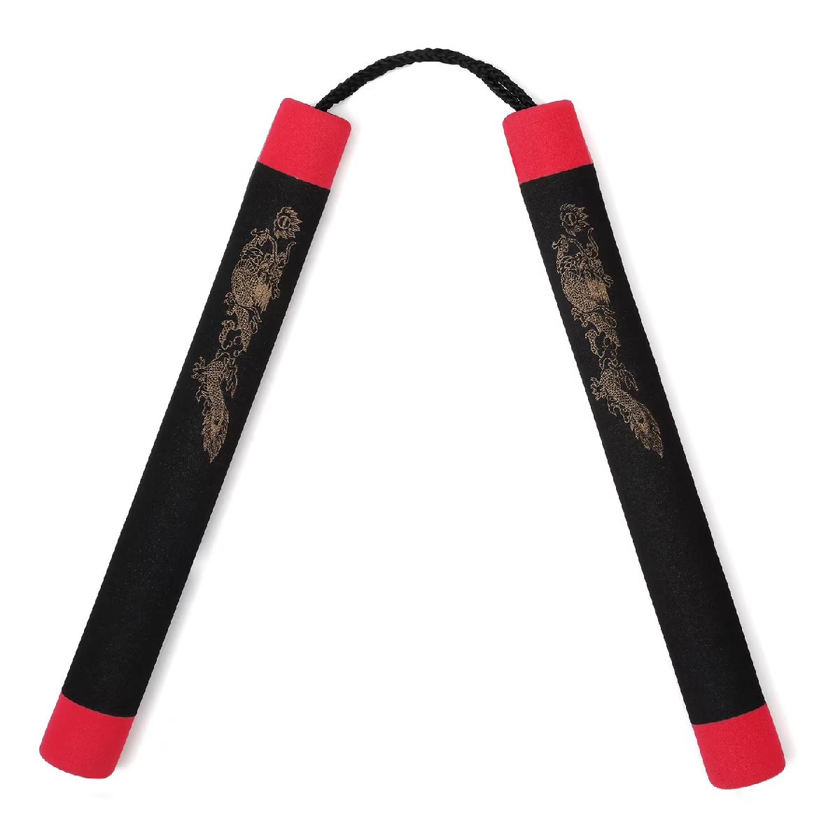 Foam Nunchaku / Kleur ; Zwart-Rood / Zacht rubber-4036-a